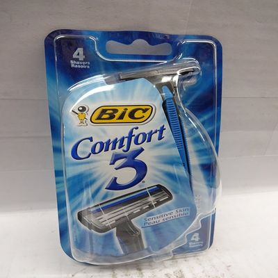 BIC Comfort 3 Razors for Men, Sensitive Skin, 4 Each (Pack of 3)