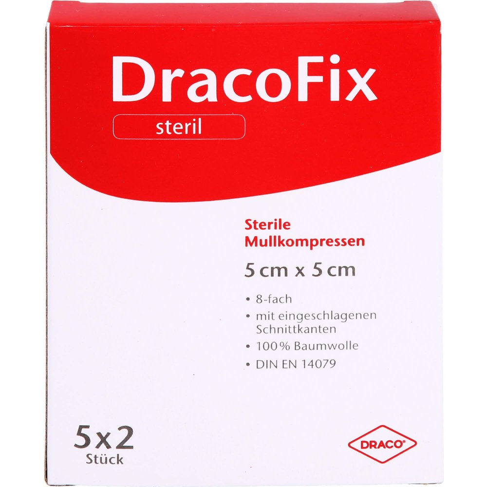 Dracofix Peel Compresses 5 x 5 cm, Sterile, 8-Ply