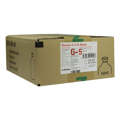 GLUCOSE 5% B. Braun Injection Solution, 20 x 50 mL