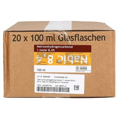 Sodium Bicarbonate 8.4%, 1 mol, Glass, 20 x 100 mL