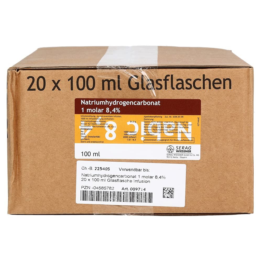 Sodium Bicarbonate 8.4%, 1 mol, Glass, 20 x 100 mL
