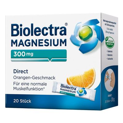 Biolectra Magnesium 300 mg Direct Orange Flavor Pellets in Sticks, 20 Sachets