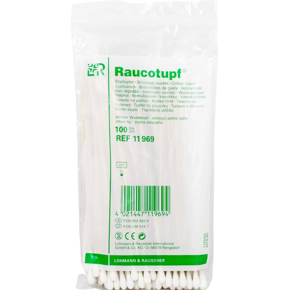 Raucotupf Cotton-Tipped Applicators, Small Cotton Head, 100 ct