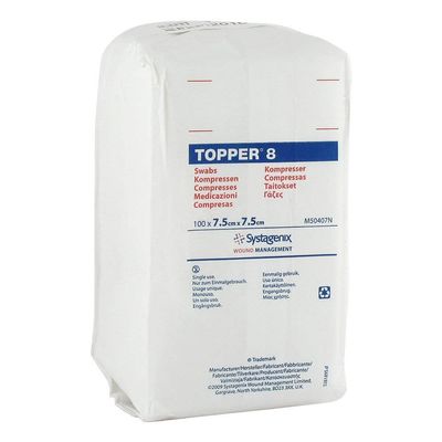 TOPPER 8 Non-Sterile Compresses, 7.5 x 7.5 cm, 100 Count