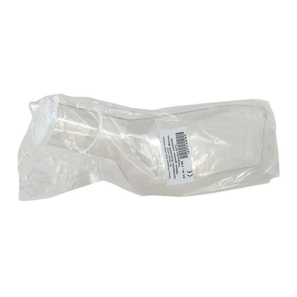 Male Urinal Bottle, 1 L, Crystal-Clear Plastic, 1 pc