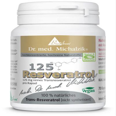 Resveratrol 125 Dr. Michalzik, 125 mg Trans-Resveratrol, 70 Capsules