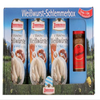 Zimmermann Weißwurst Gourmet Box with Sweet Mustard and Gift Packaging