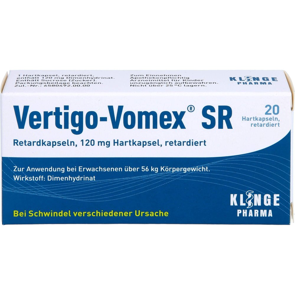 Vertigo-Vomex SR Extended-Release Capsules for Dizziness, 20 Capsules