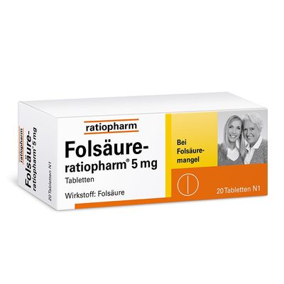 Folic Acid-ratiopharm 5 mg Tablets: Effective Support for Folic Acid Deficiency, 20 Tablets