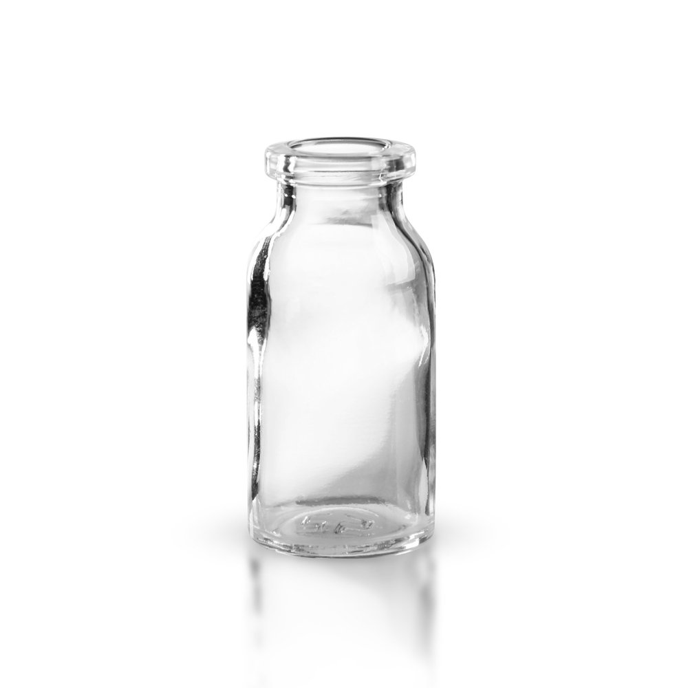 25 Clear Glass Injection Vials, 10 mL, Without Closures