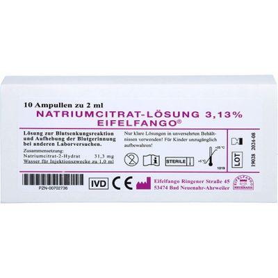 NATRIUM CITRICUM 3.13% Ampoules, 10 x 2 mL