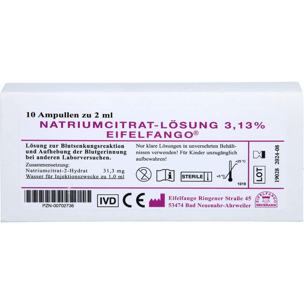 NATRIUM CITRICUM 3.13% Ampoules, 10 x 2 mL
