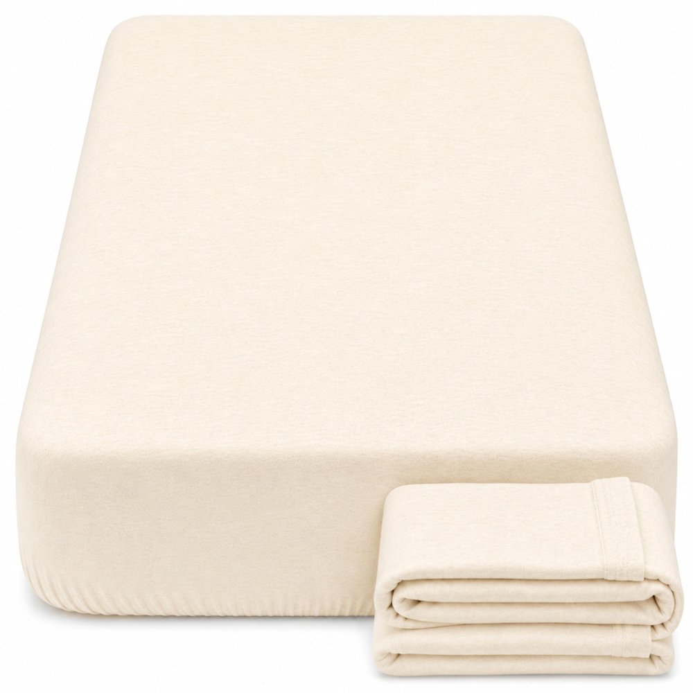 DuDu N Girlie 100% Cotton Fitted Sheets for Crib Mattresses, 70 x 140 cm, Cream, 2-Pack