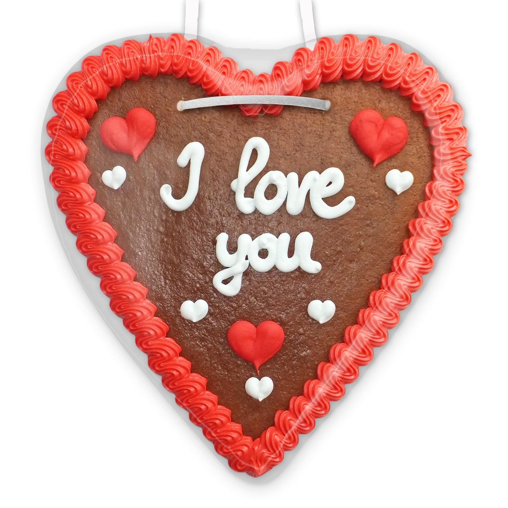 Gingerbread Heart with “I love you” Saying, Approx. 21 cm
