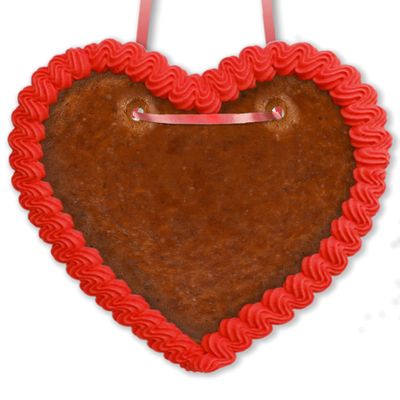 Gingerbread Heart Blank with Border for Decorating, 16 cm, Red