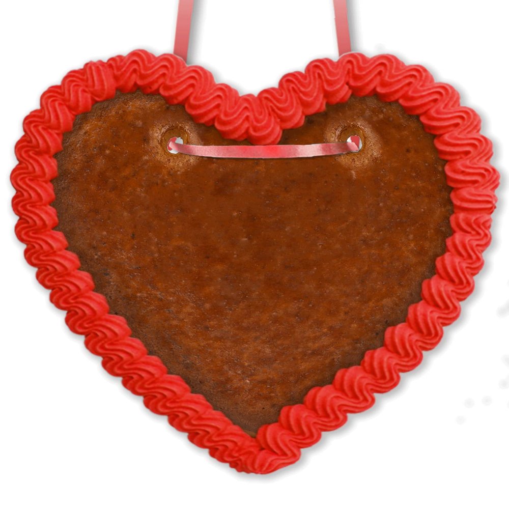 Gingerbread Heart Blank with Border for Decorating, 16 cm, Red