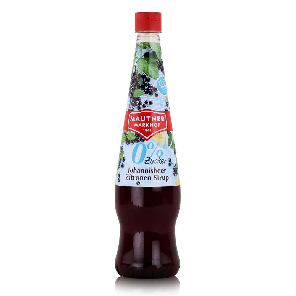 Mautner Markhof Black Currant-Lemon Syrup, No Added Sugar, 700 ml