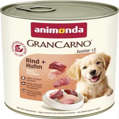 animonda GranCarno Junior Wet Dog Food, Beef + Chicken (6 x 800 g)