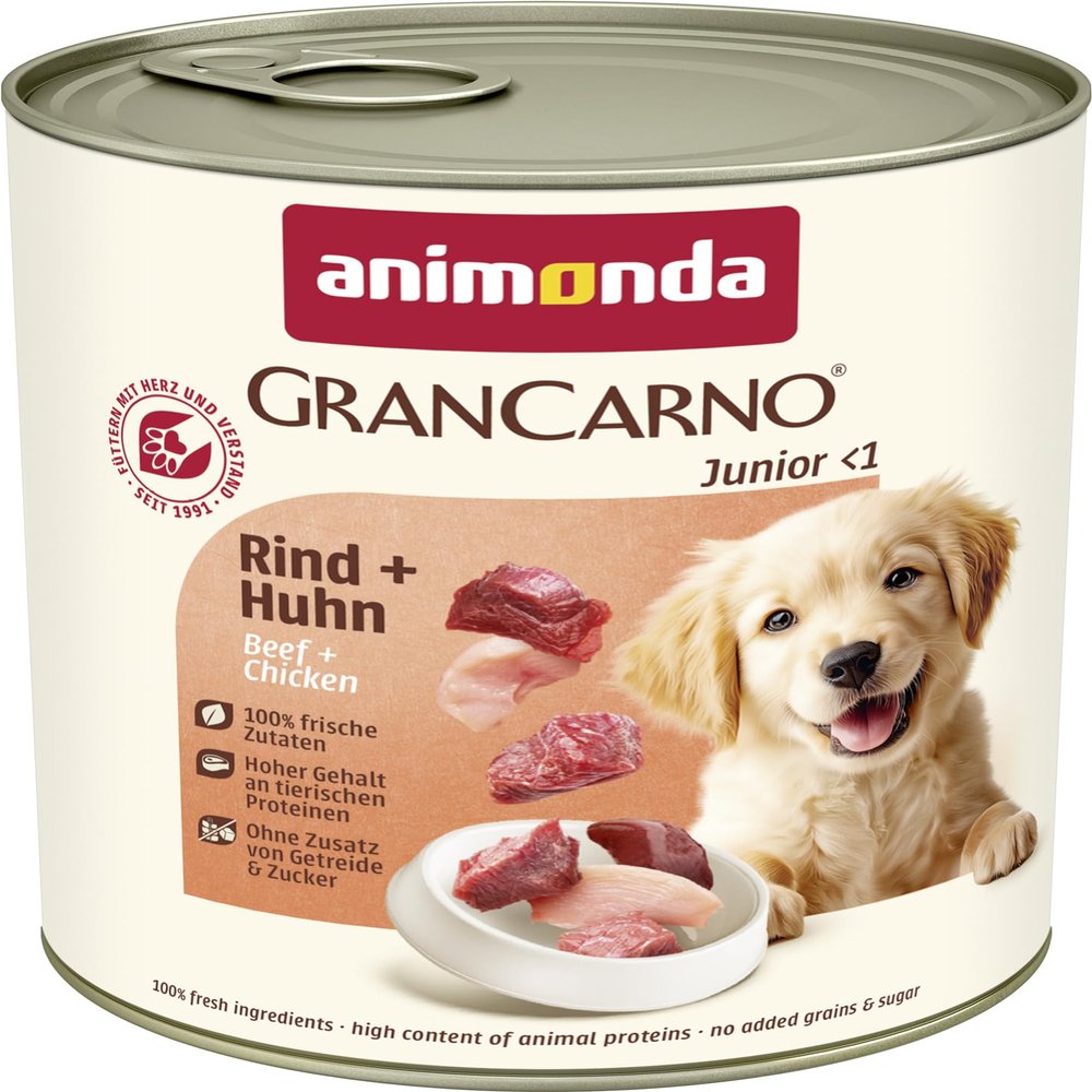 animonda GranCarno Junior Wet Dog Food, Beef + Chicken (6 x 800 g)