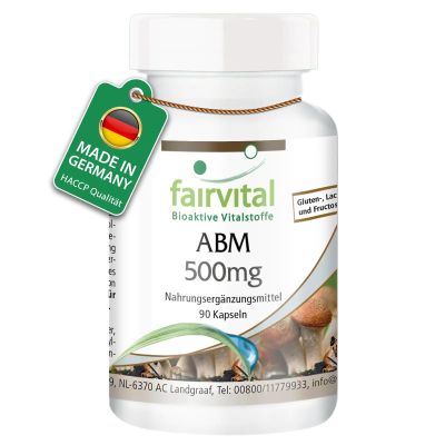 fairvital Agaricus blazei Murill 500 mg, 90 Easy-to-Swallow Capsules, 500 mg ABM Mushroom Powder per Capsule, High-Dose, Vegan