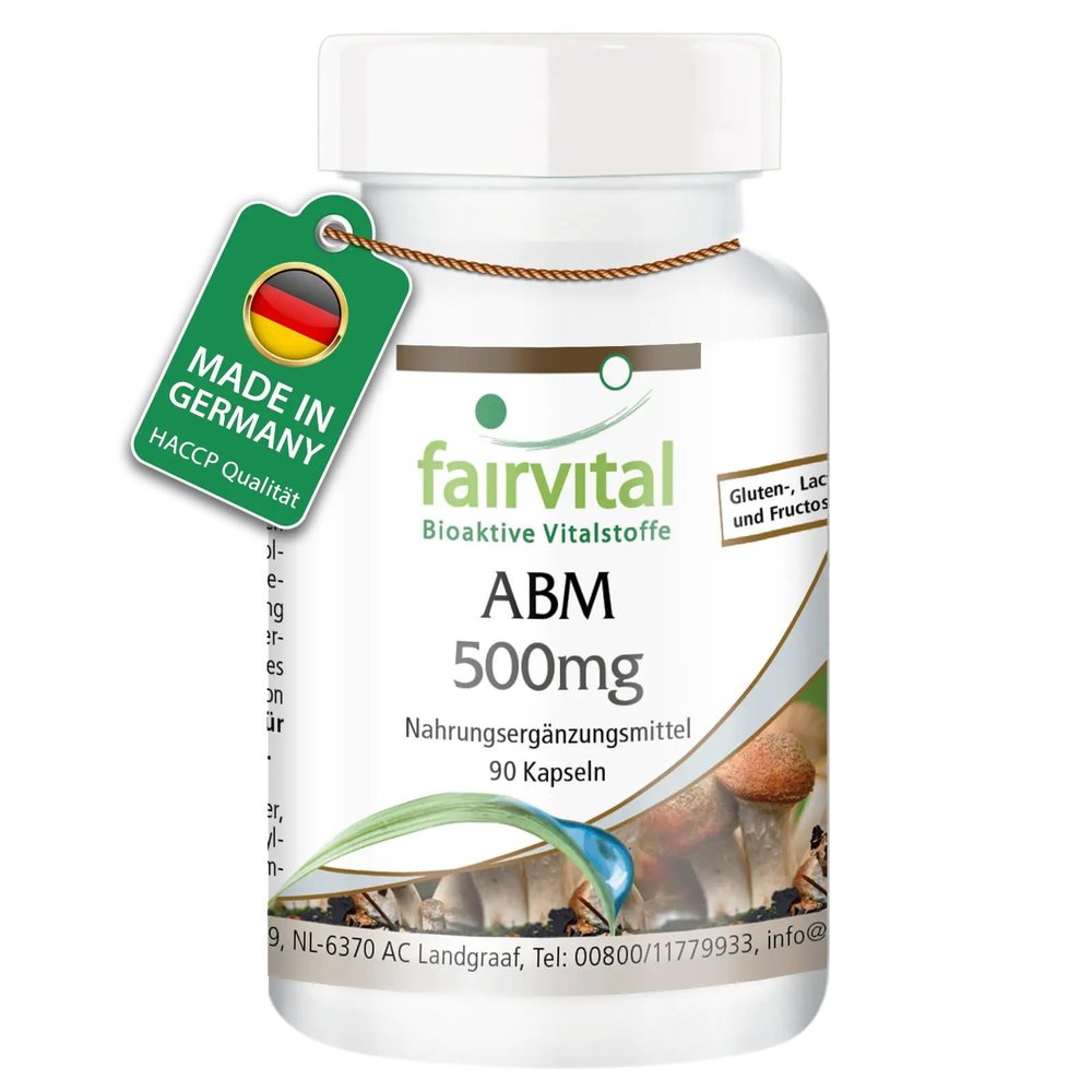 fairvital Agaricus blazei Murill 500 mg, 90 Easy-to-Swallow Capsules, 500 mg ABM Mushroom Powder per Capsule, High-Dose, Vegan