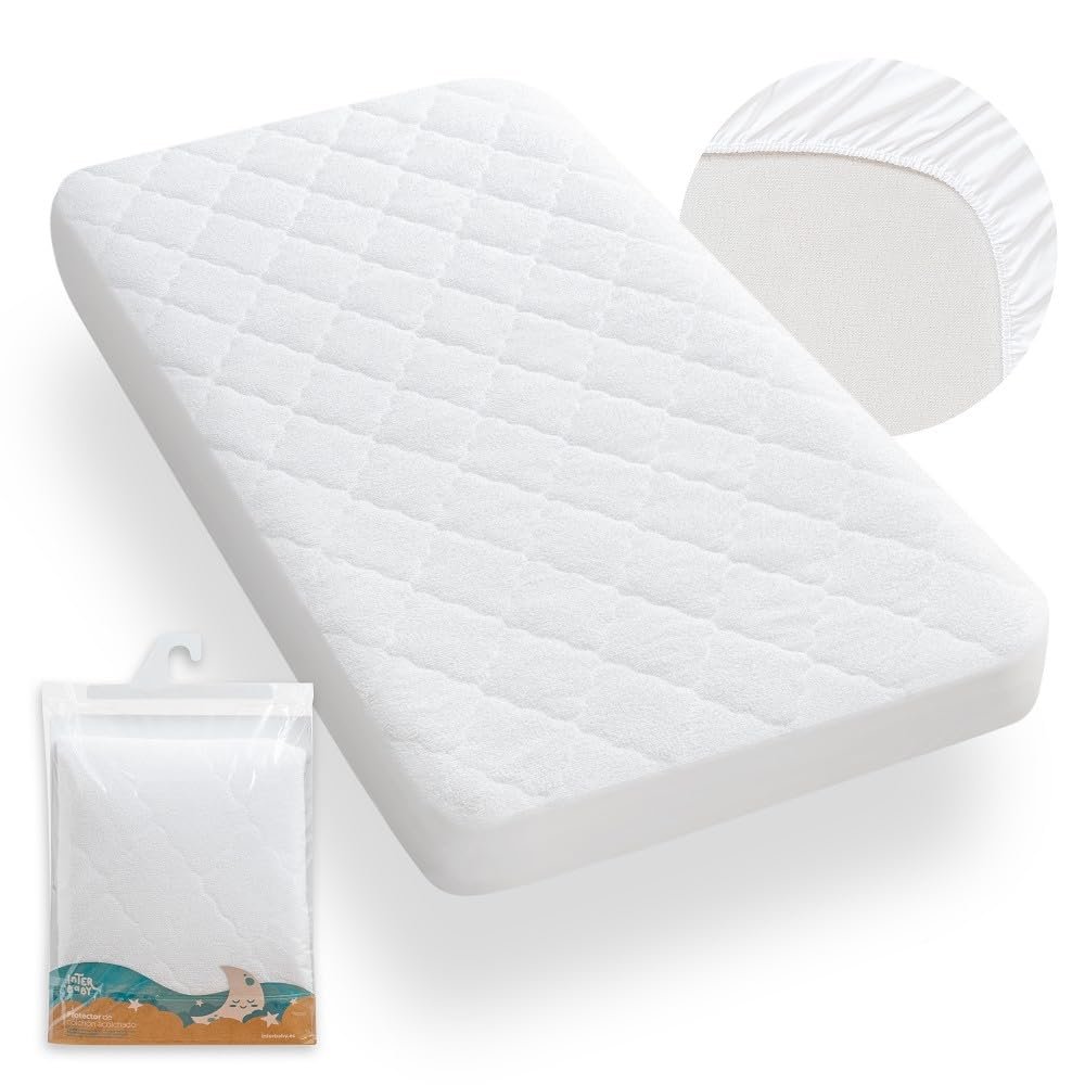 Interbaby 00801 - Padded Crib Mattress Cover, Unisex, White (Cover Only, Mattress Not Included)