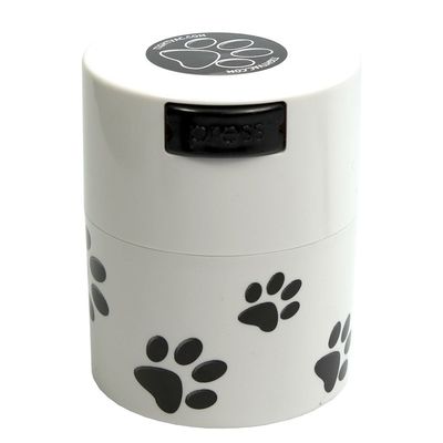 Tightpac pawvac 3 oz Vacuum-Sealed Pet Food Container, White with Black Paws
