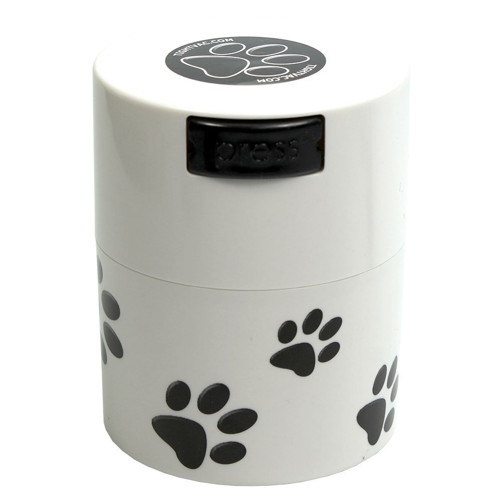 Tightpac pawvac 3 oz Vacuum-Sealed Pet Food Container, White with Black Paws