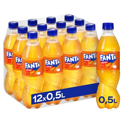Fanta Orange Soda, Single-Use Bottles, 12 x 500 mL