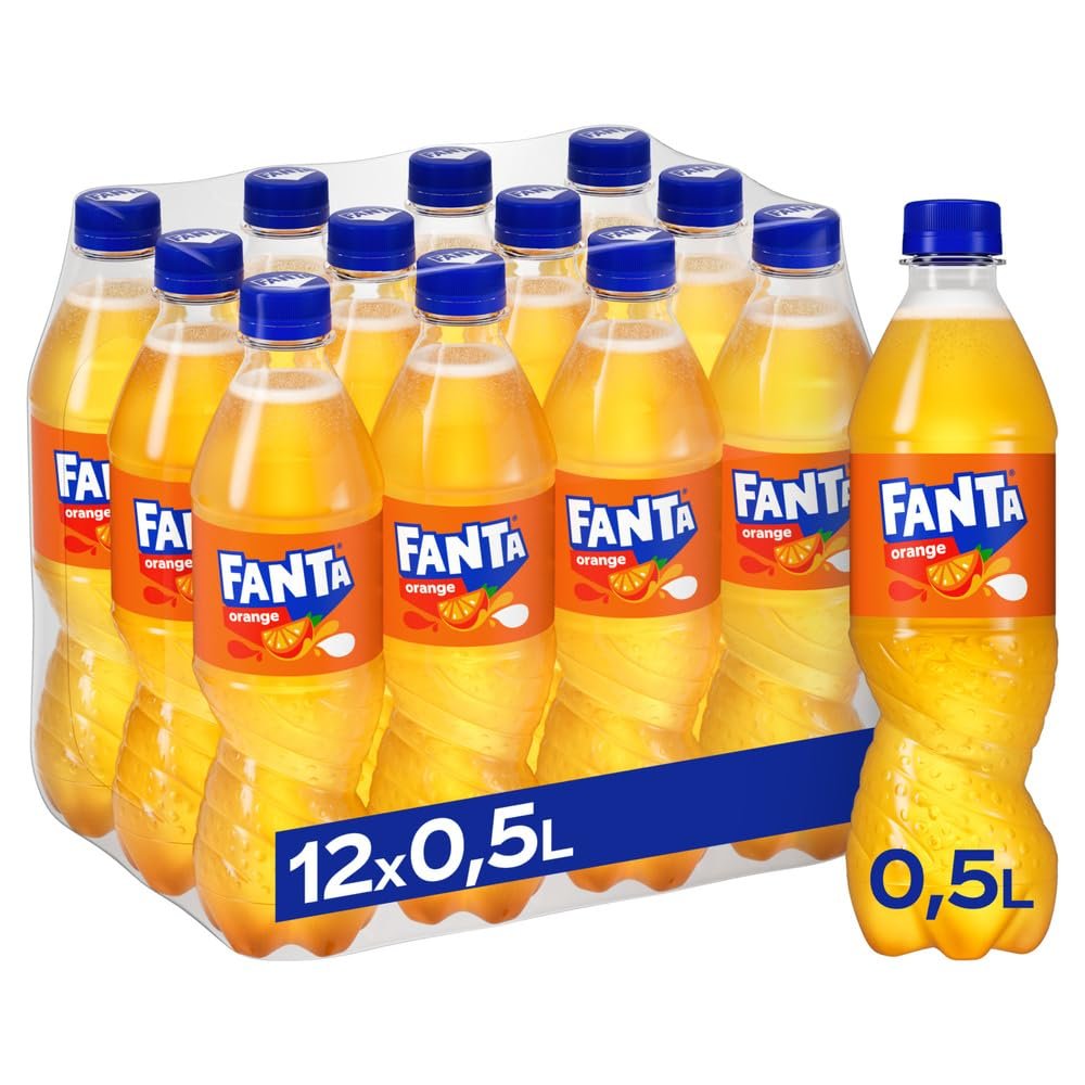 Fanta Orange Soda, Single-Use Bottles, 12 x 500 mL