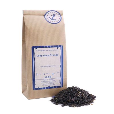 Loose-Leaf Black Tea Lady Grey Orange with Orange Pieces, Cornflowers and Orange-Bergamot, 500 g