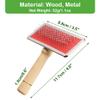 sourcing map Pet Dog and Cat Brush with Wooden Handle, Self-Cleaning Hair Remover, Beige view 4