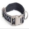 Petface Signature - Padded Dog Collar, Black with Gray Paw Print, M view 2
