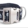 Petface Signature - Padded Dog Collar, Black with Gray Paw Print, M view 3