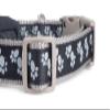 Petface Signature - Padded Dog Collar, Black with Gray Paw Print, M view 4