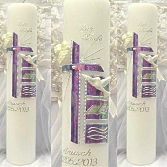 kerzenzauber-lusine Baptism/Communion Candle, Boy or Girl, 400/40 mm, VT-13 with Self-Labeling Accessories