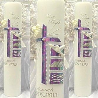kerzenzauber-lusine Baptism/Communion Candle, Boy or Girl, 400/40 mm, VT-13 with Self-Labeling Accessories