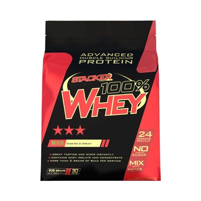 Stacker2 100% Whey Protein Shake, Cookies & Cream, 908 g