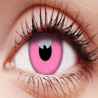 Halloween Funny UV Glow Pink Contact Lens, Yearly Disposable, 14 mm, Power 0.00, ColourVUE