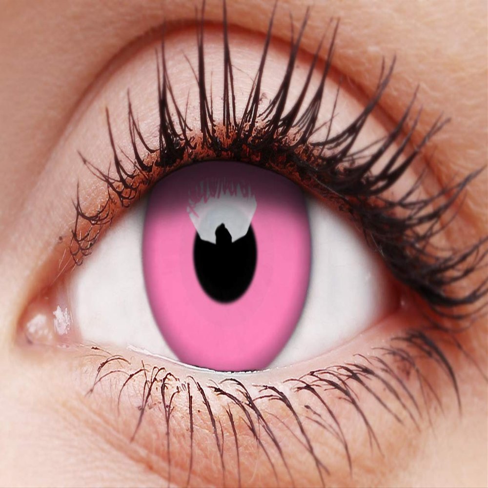 Halloween Funny UV Glow Pink Contact Lens, Yearly Disposable, 14 mm, Power 0.00, ColourVUE