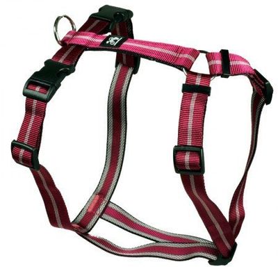 Feltmann Soft Nylon Strap Chest Harness, Plum with Stripes, 35–50 cm, 15 mm