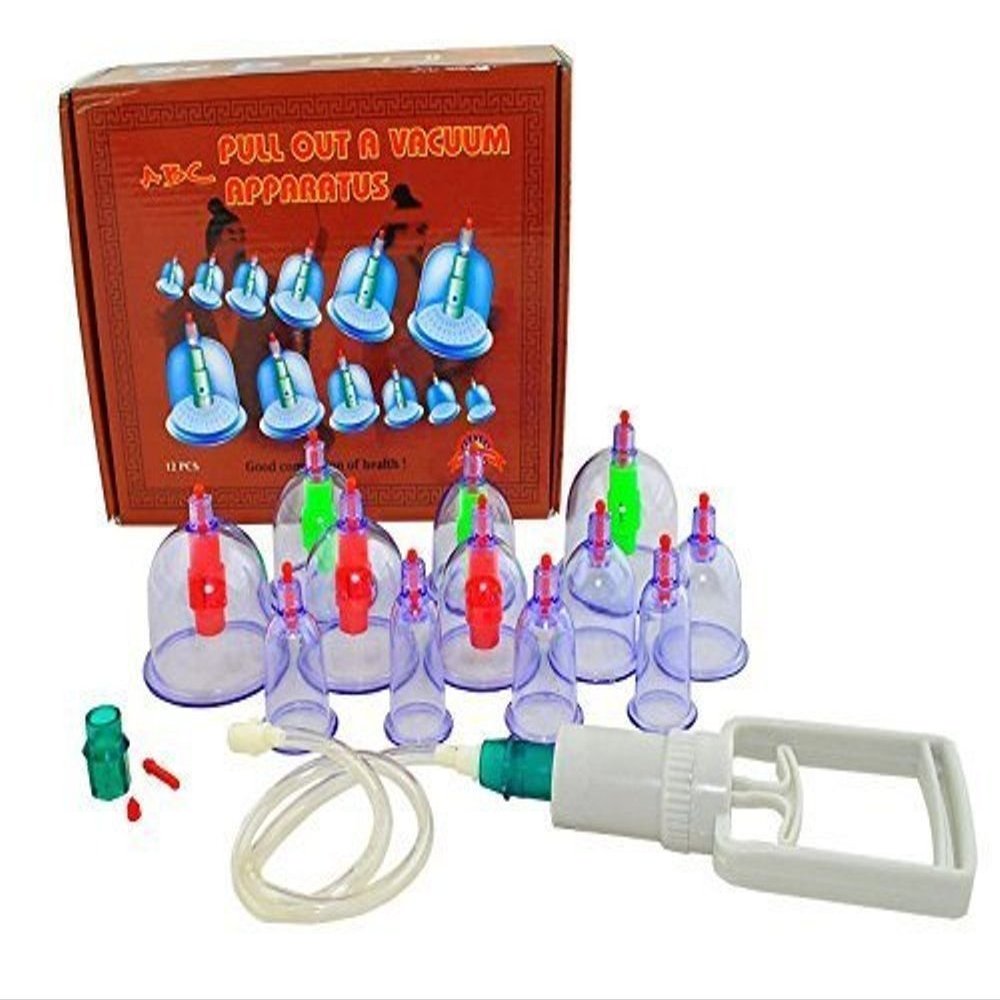 Cupping Massage Set with 12 Plastic Cups and Vacuum Pump