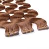 hair2heart Wavy Human Hair Tape Extensions - 10 Tapes, 2.5 g, 60 cm, Light Brown view 1
