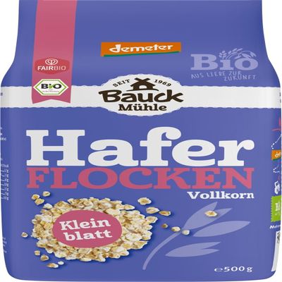 Organic Small-Flake Rolled Oats, Demeter, 2 x 500 g
