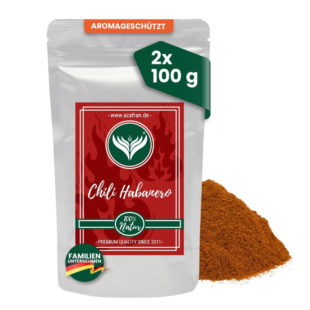 Azafran Ground Habanero Chili Powder, Extremely Hot, 200 g
