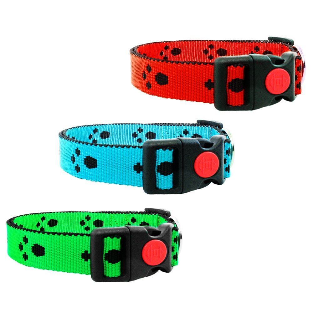 Dog Collar with Paws 20mm 34-54cm/20mm Red