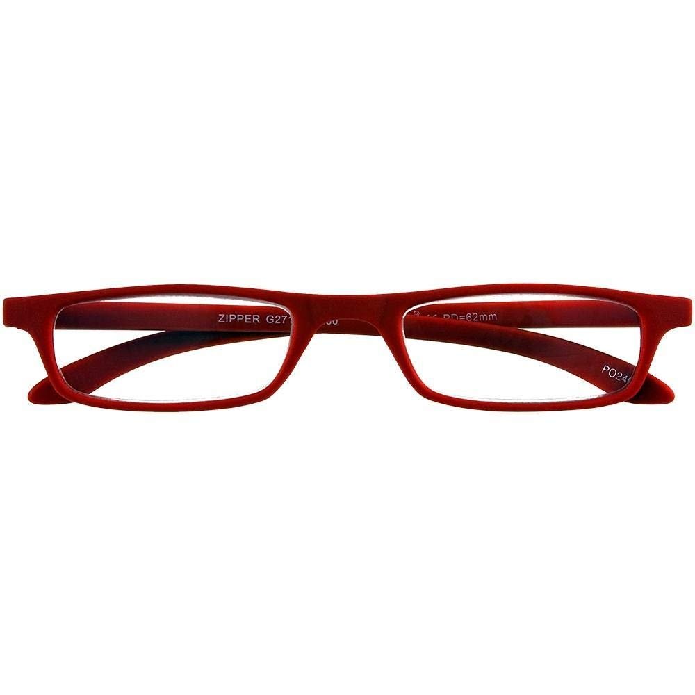 I NEED YOU Zipper Reading Glasses, +2.00 Diopters, Red