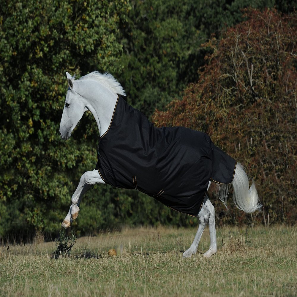 Bucas Irish Turnout Light 50g High Neck 1200D - Black/Gold, Size 115