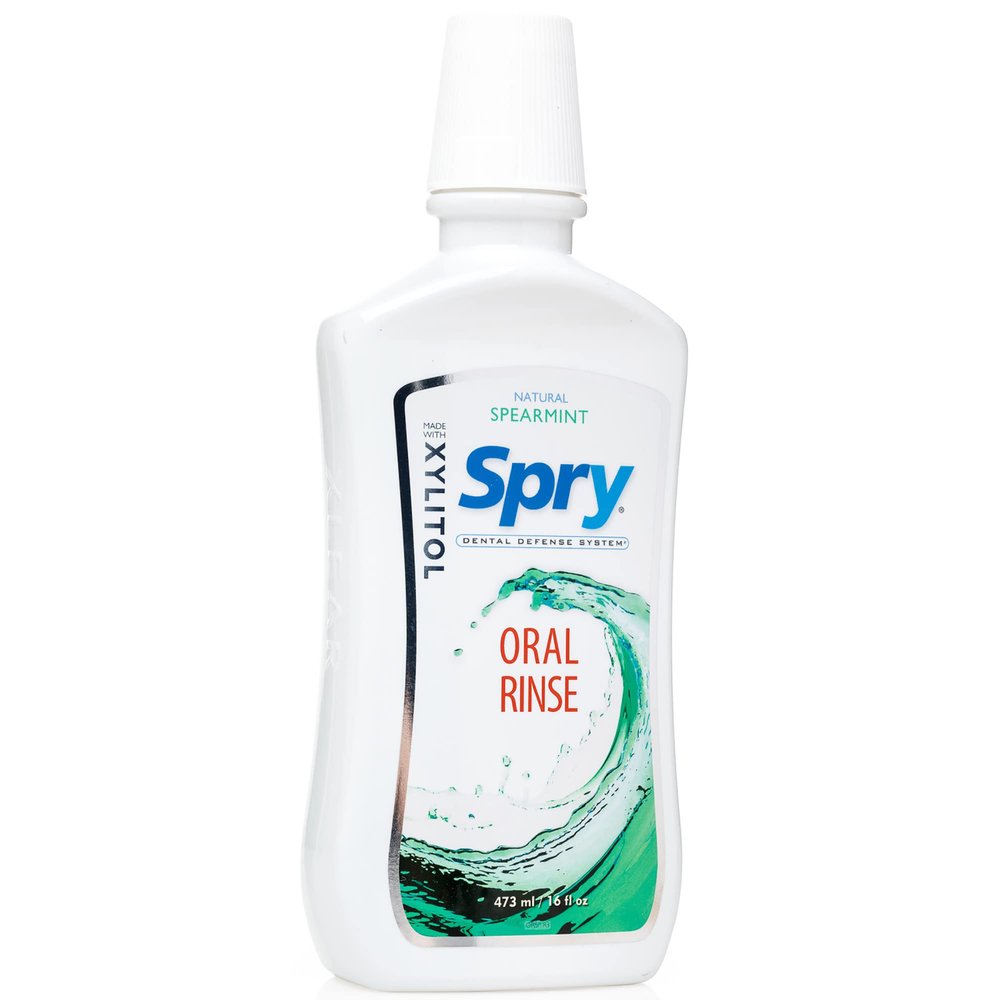Spry Xylitol Fluoride-Free Mouthwash, Natural Spearmint, 473 ml (1-Pack)