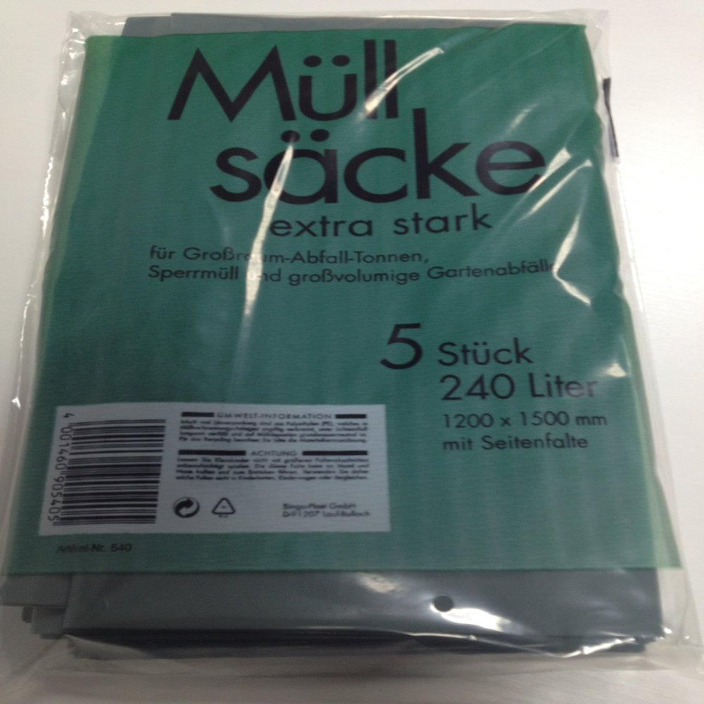 5 Extra-Strong Gray 240-Liter Garbage Bags
